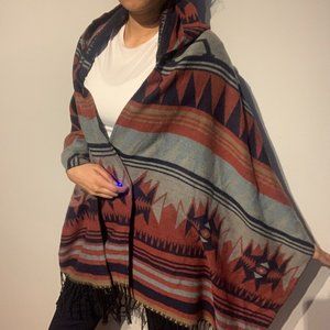 Apt. 9 Multicolored Patterned Hooded Poncho Wrap OS